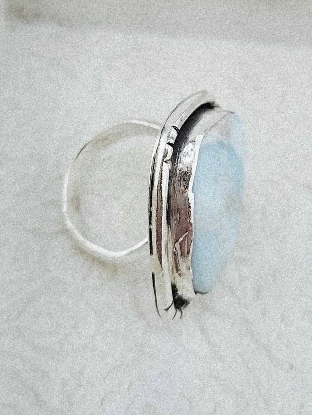 LARIMAR RING HANDMADE IN STERLING SILVER UNISEX SIZE 9
